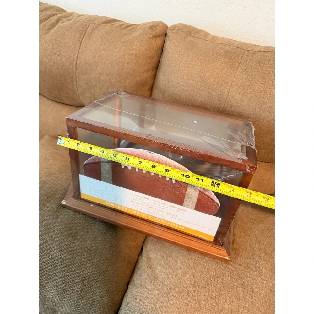 Studio Decor Football Display Case Mirrored Back Wood Frame 89054 New